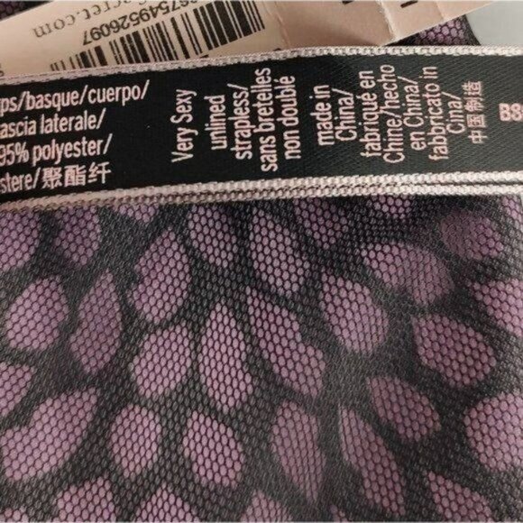 Victoria's Secret Bustier Corset M Very Sexy Lips Lavender Black Bralette - Picture 8 of 10